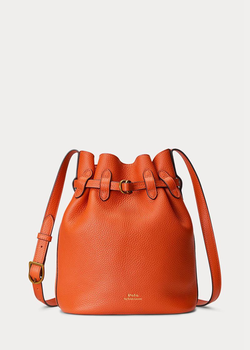 ポロ ラルフ ローレン バッグ レディース オレンジ レザー Medium Bellport バケツ RWHLG0694